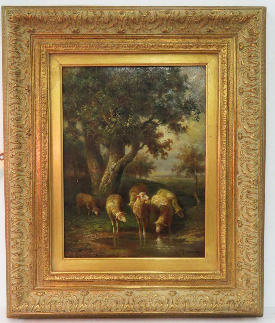 ENGLISH SCHOOL (20TH CENTURY), OIL ON PANEL, LANDSCAPE: ENGLISH SCHOOL (20TH CENTURY), OIL ON PANEL, LANDSCAPE WITH SHEEP, SIGNED L. CASSIDY. 16 X 12"; FRAMED 25 X 21"