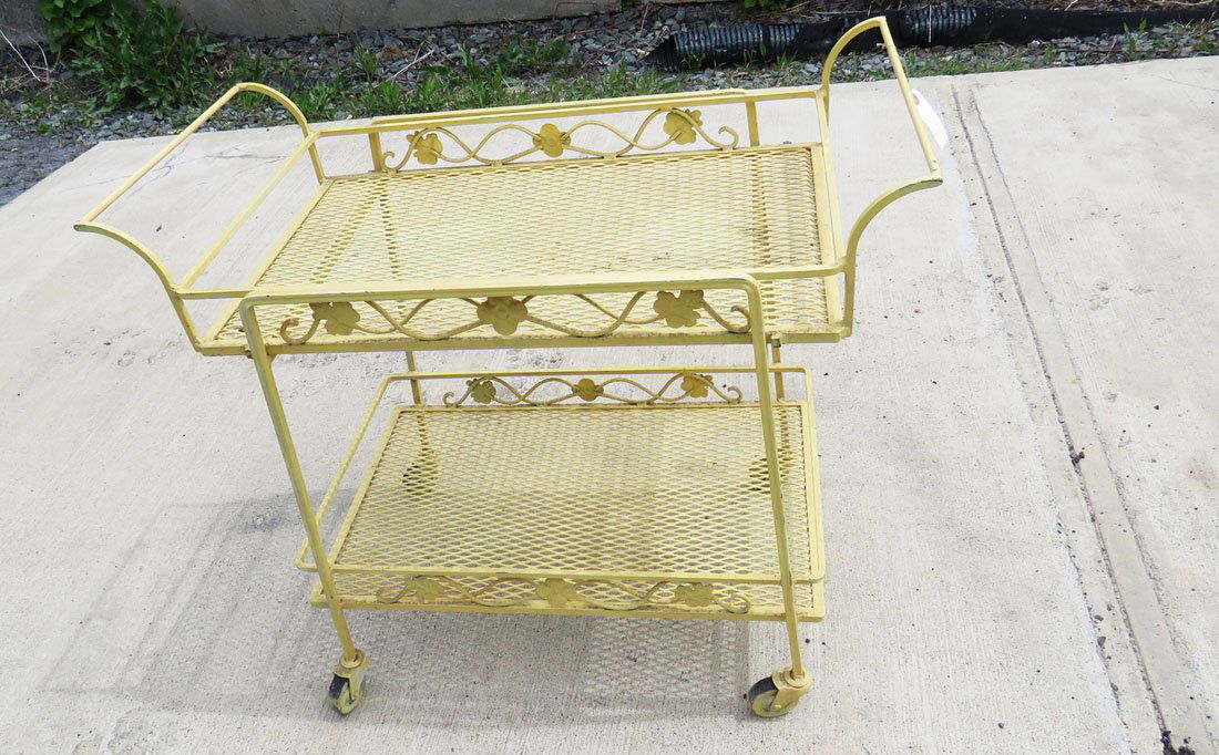 VINTAGE WROUGHT IRON AND PAINTED BAR CART (1 of 3)