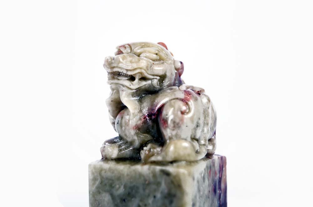 CHINESE CARVED MARBLE CHOP/SEAL. HEIGHT 4 3/4" (1 of 2)