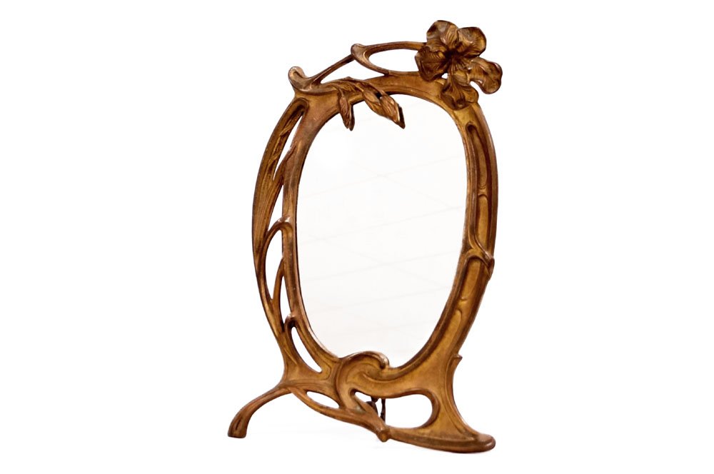 ART NOUVEAU GILT IRON FRAMED STANDING MIRROR. HEIGHT 17 (1 of 4)