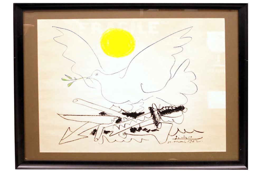 AFTER PABLO PICASSO, COLORED LITHOGRAPH, DOVE OF PEACE, (1 of 2)