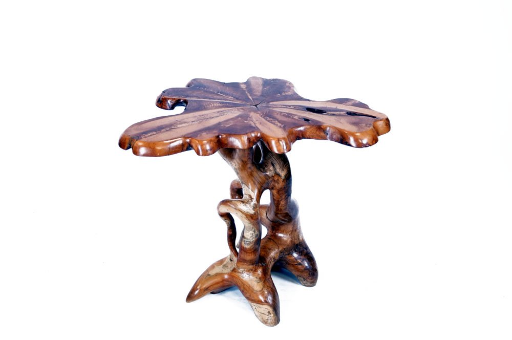 EXOTIC TEAK ORGANIC FORM LIVE-EDGE SIDE TABLE. HEIGHT (1 of 1)