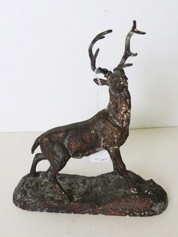 PATINATED METAL CLOCK FIGURE OF AN ELK (1 of 2)