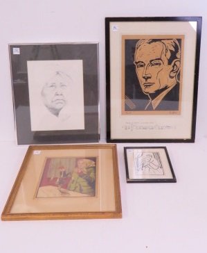 LOT (4) FRAMED LITHOGRAPHS AND WOODCUTS INCLUDING (1 of 10)