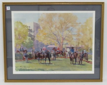 PETER WILLIAMS (US/NEW ZEALAND 1934-), LITHOGRAPH, "THE: PETER WILLIAMS (US/NEW ZEALAND 1934-), LITHOGRAPH, "THE WALKING RING, KEENELAND", SIGNED (IN PENCIL) AND NUMBERED. SIGHT 19 X 25"; FRAMED AND GLAZED-24 1/2 X 30 1/2"
