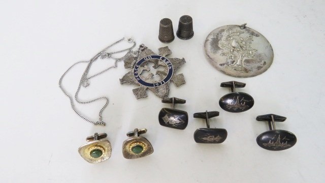 ASSORTED LOT STERLING INCLUDING (3) PAIR CUFFLINKS, (2) (1 of 4)