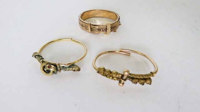 LOT (3) VICTORIAN GOLD FILLED BRACELETS (1 of 2)