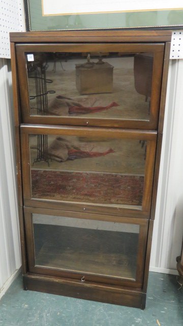 CONTEMPORARY 3-SECTION BARRISTER BOOKCASE. HEIGHT 50"; (1 of 2)