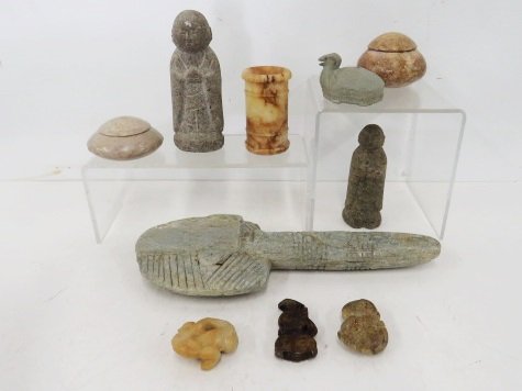 LOT ASSORTED CARVED STONE INCLUDING ANCESTOR GRAVE (1 of 5)