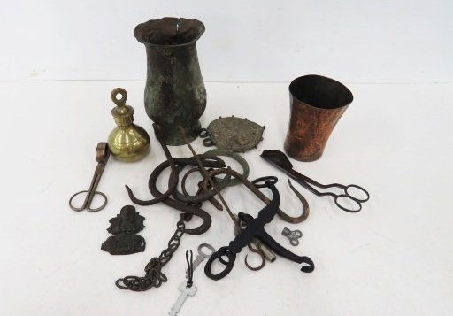 BOX LOT ASSORTED WROUGHT IRON AND COPPER INCLUDING (1 of 4)