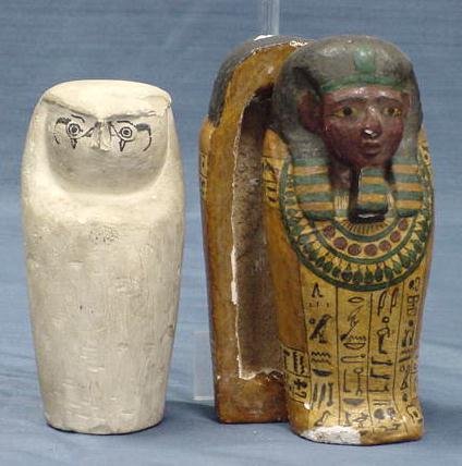 LOT (2) INCLUDING FALCON-FORM CANOPIC FIGURE