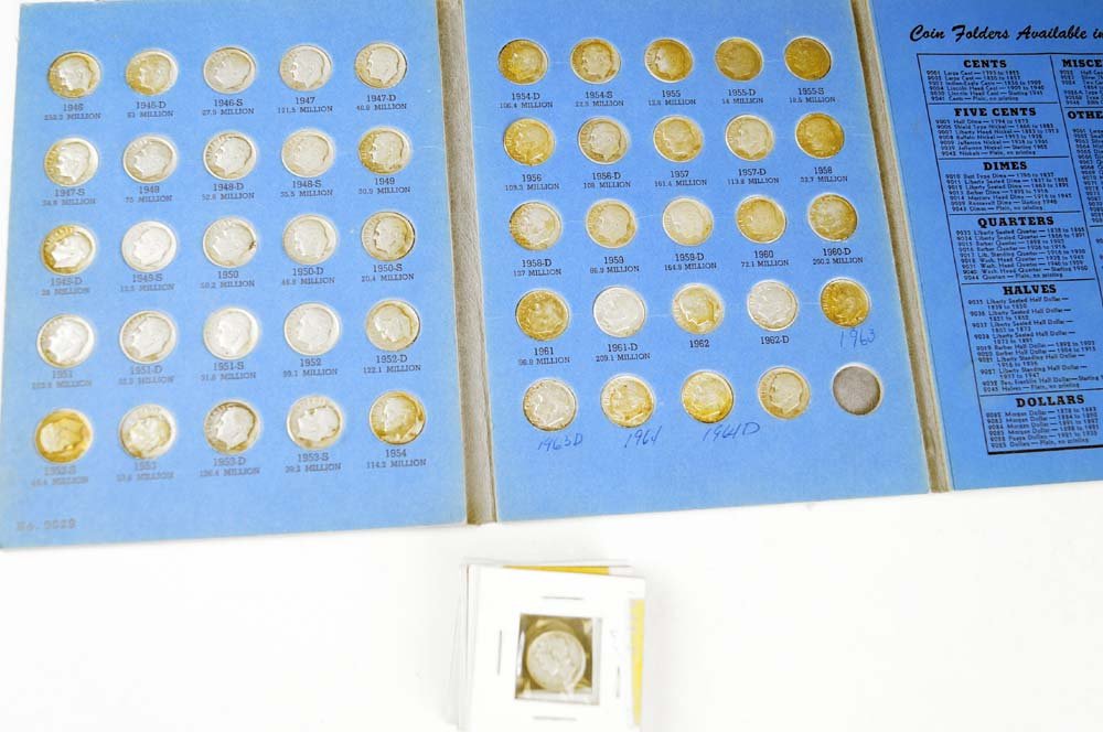 LOT APPROXIMATELY (56) SILVER DIMES INCLUDING 1835, (1 of 3)