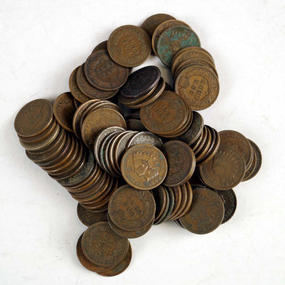 LOT APPROXIMATELY (93) ASSORTED INDIAN HEAD CENTS (1 of 2)