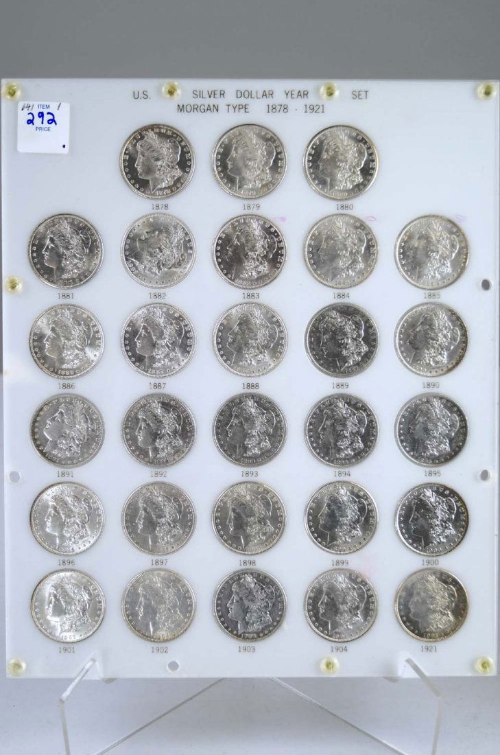 COMPLETE SILVER DOLLAR YEAR SET, 18781921 (28)
