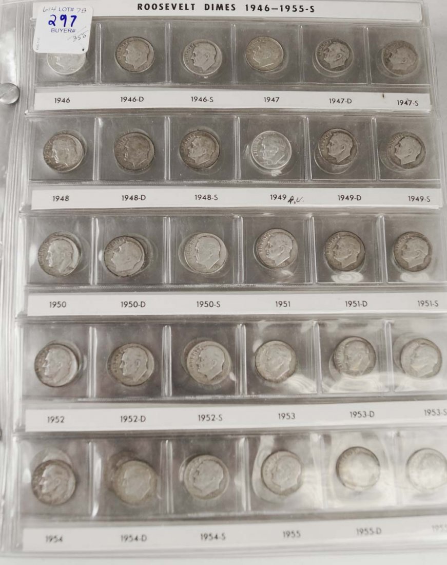SET APPROXIMATELY (358) ASSORTED ROOSEVELT DIME COINS, (1 of 1)