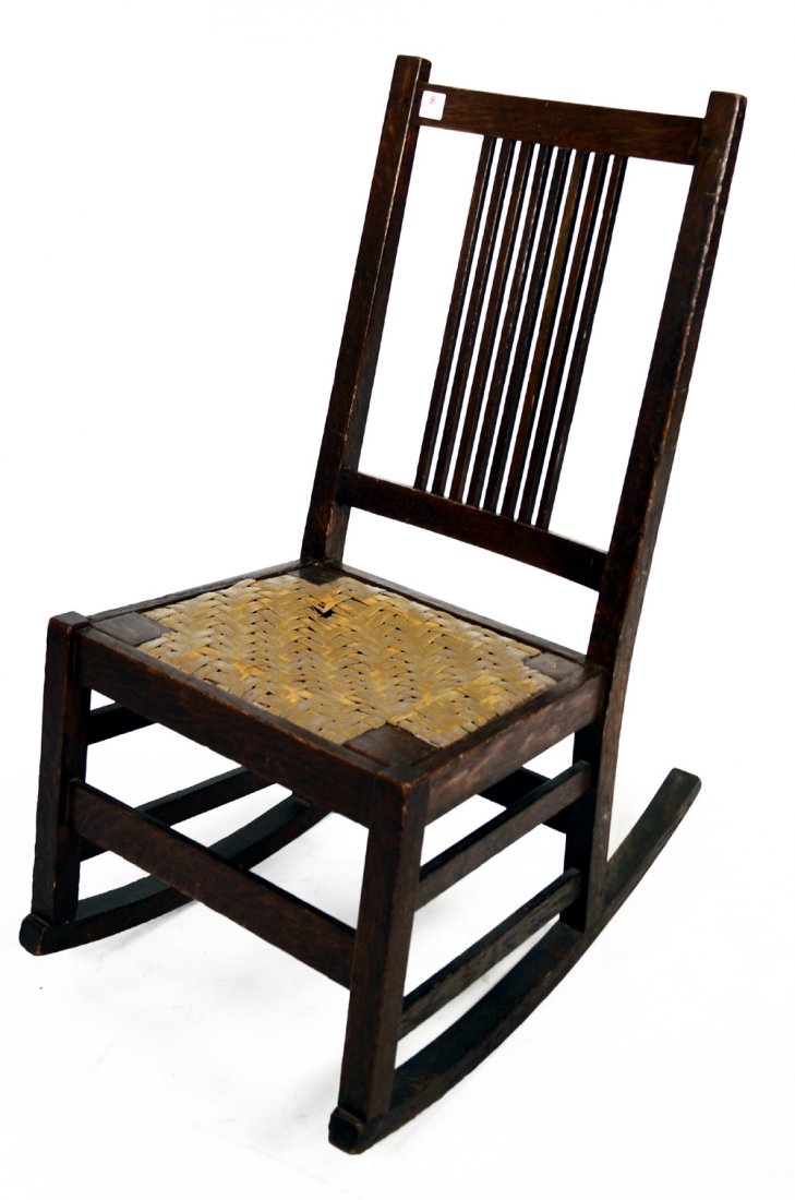 GUSTAV STICKLEY #377 SEWING ROCKER, SIGNED (1 of 3)