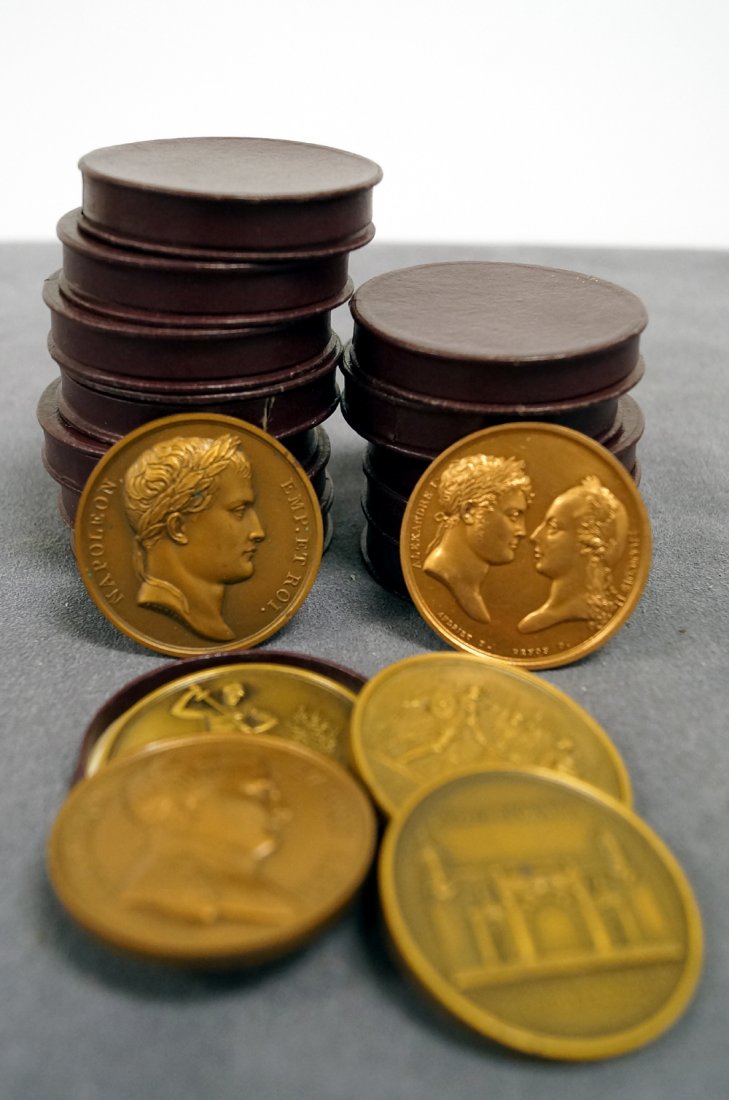 LOT (17) ASSORTED FRENCH BRONZE MEDALLIONS. DIAMETER 1 (1 of 3)