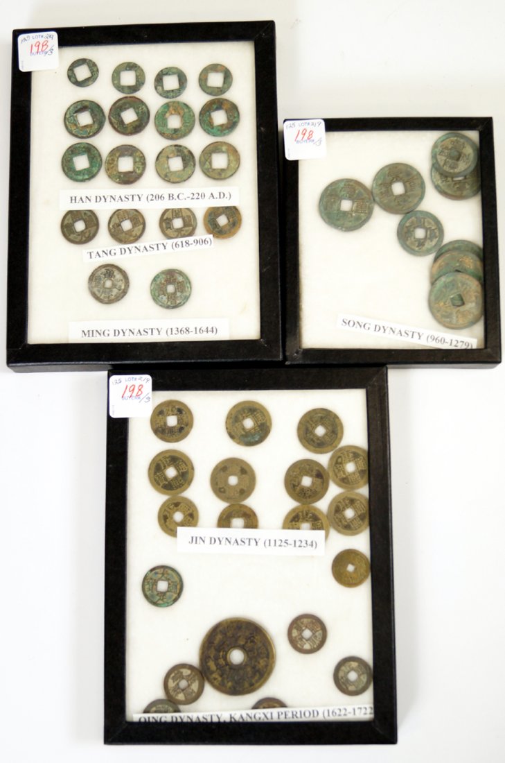 LOT ASSORTED CHINESE BRONZE COINS, SONG-QING. DIAMETER (1 of 2)