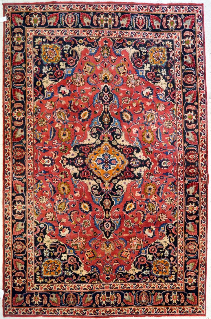SEMI-ANTIQUE PERSIAN MASHAD CARPET. 8 X 11'1" (1 of 3)