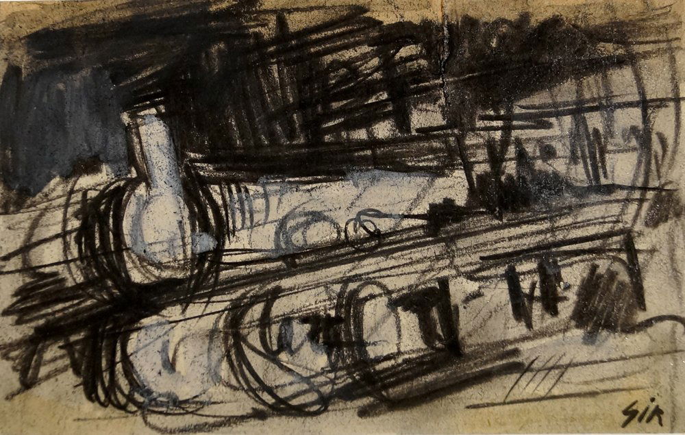 ITALIAN SCHOOL (20TH CENTURY), CONTE CRAYON ON PAPER, (1 of 2)