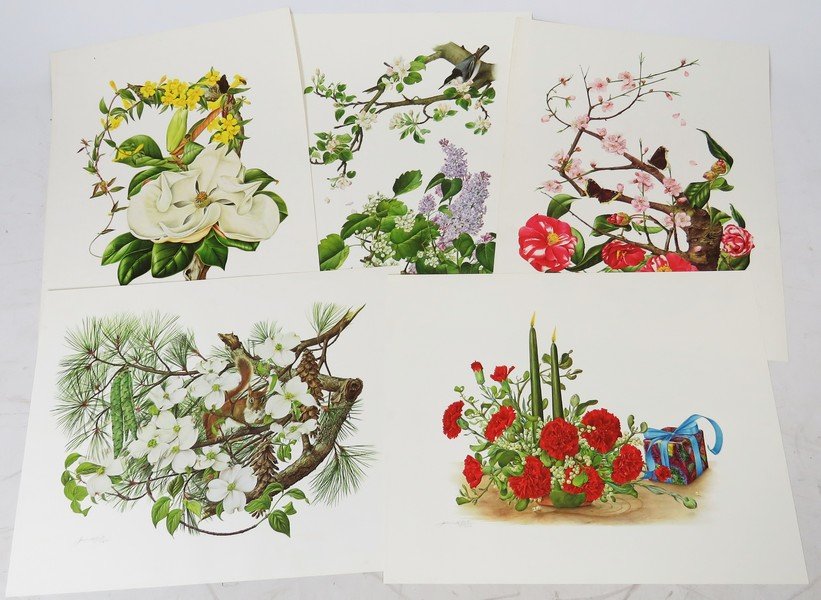 LOT (5) ASSORTED BOTANICAL OFFSET LITHOGRAPHS, 1974, (1 of 10)