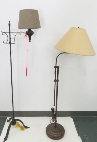 LOT (2) FLOOR LAMPS, 1/WITH WROUGHT IRON TIFFANY STYLE (1 of 7)
