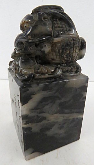 CHINESE CARVED MARBLE FIGURAL SEAL/CHOP. HEIGHT 4" (1 of 3)