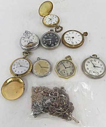 LOT INCLUDING (8) ASSORTED POCKET WATCHES AND WATCH (1 of 5)