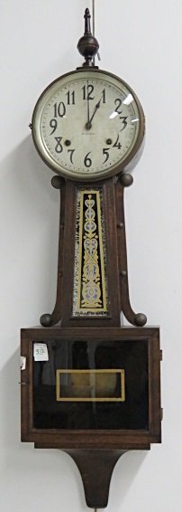 VINTAGE INGRAHAM WALNUT BANJO WALL CLOCK, C.1920. (1 of 4)