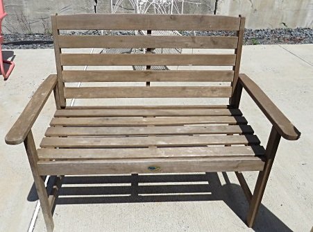 LEISURE GARDEN OUTBACK TEAK BENCH. HEIGHT 36"; WIDTH: LEISURE GARDEN OUTBACK TEAK BENCH. HEIGHT 36"; WIDTH 43"