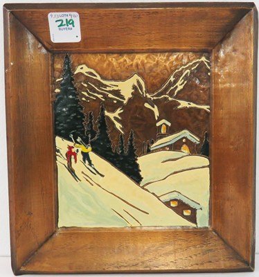 FORGED COPPER ENAMEL PLAQUE, SIGNED A. GILLES (ALBERT, (1 of 3)
