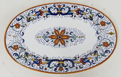 ITALIAN DERUTA POTTERY DECORATED PLATTER. 14 X 21 1/2" (1 of 3)