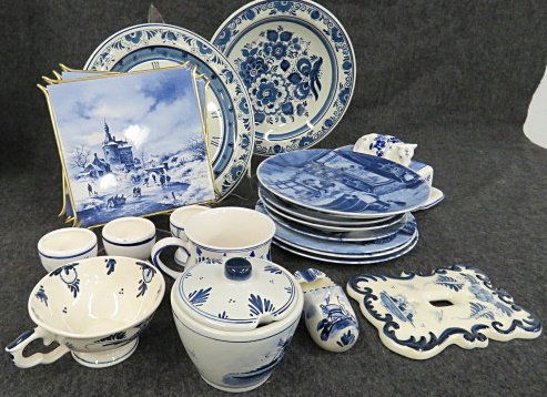 LARGE BOX LOT ASSORTED DELFT POTTERY (1 of 1)