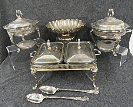 LOT (6) SILVER PLATE AND METAL SERVING PIECES INCLUDING (1 of 6)