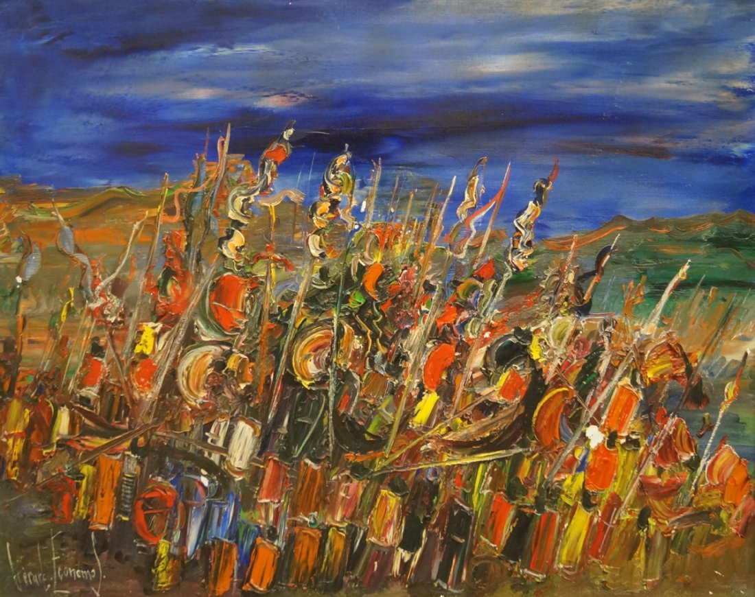 GERARD ECONOMOS (FRANCE 1935-), ACRYLIC ON CANVAS, (1 of 2)