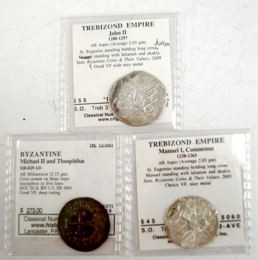 LOT (3) BYZANTINE SILVER COINS INCLUDING MICHAEL II AND (1 of 1)