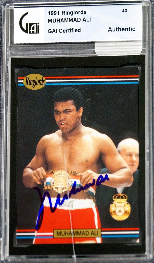 1991 RING LORDS MUHAMMAD ALI CARD (AUTOGRAPHED), GIA: 1991 RING LORDS MUHAMMAD ALI CARD (AUTOGRAPHED), GIA CERTIFIED