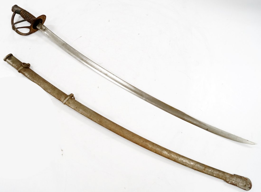 US MODEL 1860 LIGHT CAVALRY SABER/SCABBARD. LENGTH 42: US MODEL 1860 LIGHT CAVALRY SABER/SCABBARD. LENGTH 42 1/2"