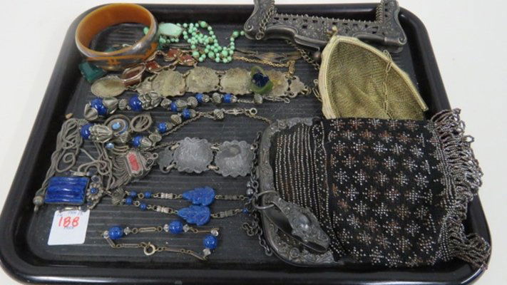 ASSORTED LOT VINTAGE HAND BAGS, PURSE FRAME, ART DECO (1 of 4)