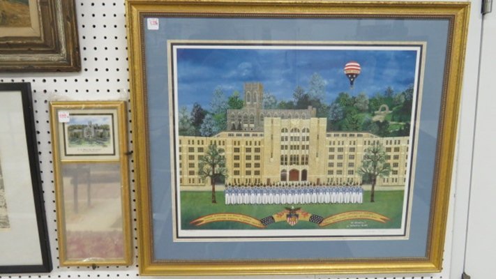 LOT (2) INCLUDING GILT FRAMED MIRROR, 17 X 7 1/2" AND (1 of 5)