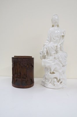 LOT (2) INCLUDING CHINESE BLANC DE CHINE FIGURE OF KWAN (1 of 3)