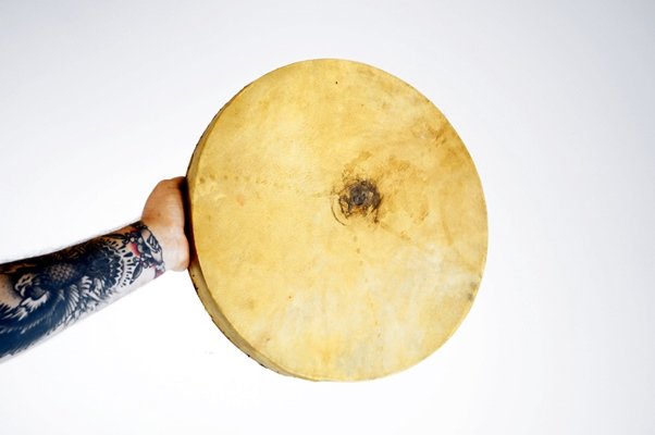 AFRICAN HAND DRUM. DIAMETER 17" (1 of 2)