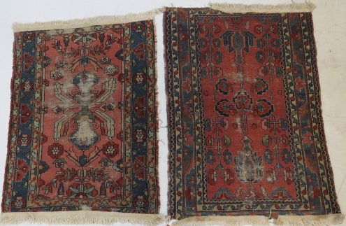 LOT (2) ANTIQUE PERSIAN MATS. APPROXIMATELY 29 X 42" (1 of 9)