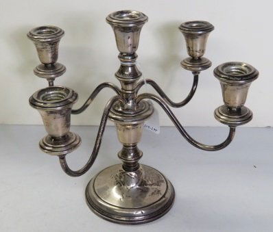 FRANK WHITING WEIGHTED STERLING SILVER CANDELABRA. (1 of 2)