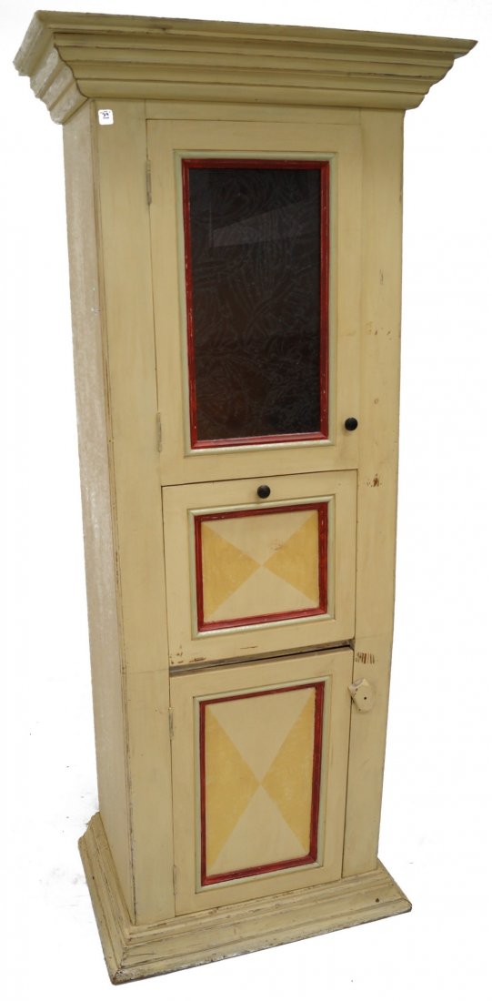 VINTAGE COUNTRY PRIMITIVE PINE PAINTED CABINET. HEIGHT (1 of 1)