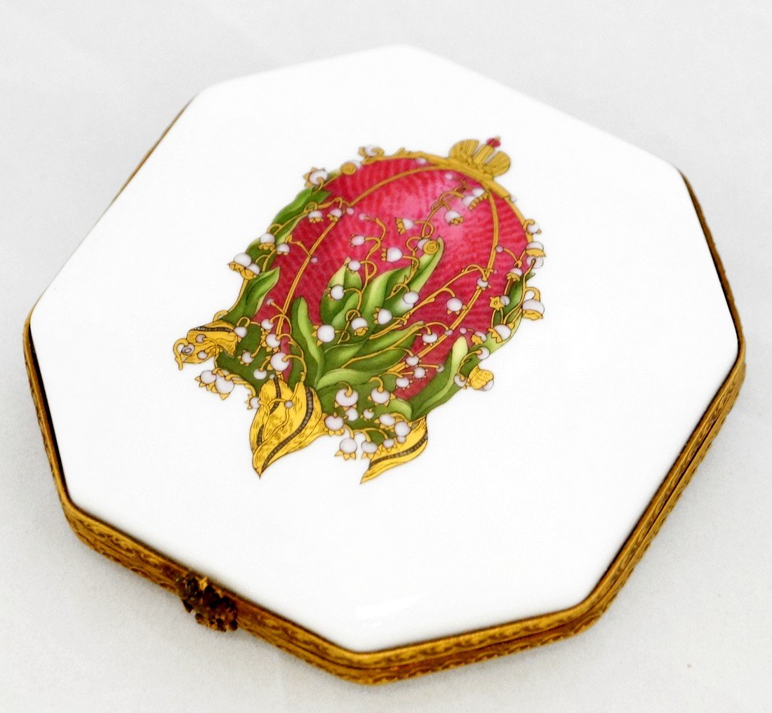FABERGE/LIMOGES DECORATED PORCELAIN BOX, "LILY OF THE (1 of 5)