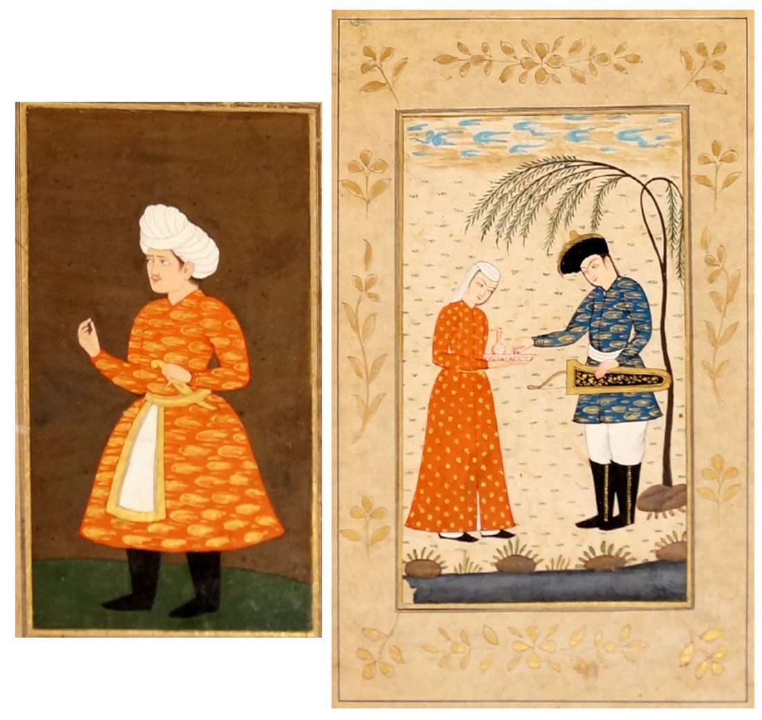 LOT (2) PERSIAN MINIATURE WATERCOLORS. 6 X 3 5/8"; (1 of 1)