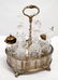 VICTORIAN SILVER PLATE CRUET SET WITH CUT CRYSTAL