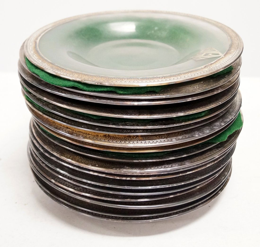 SET (18) STERLING OVERLAY AND MONOGRAMMED CRYSTAL (1 of 2)