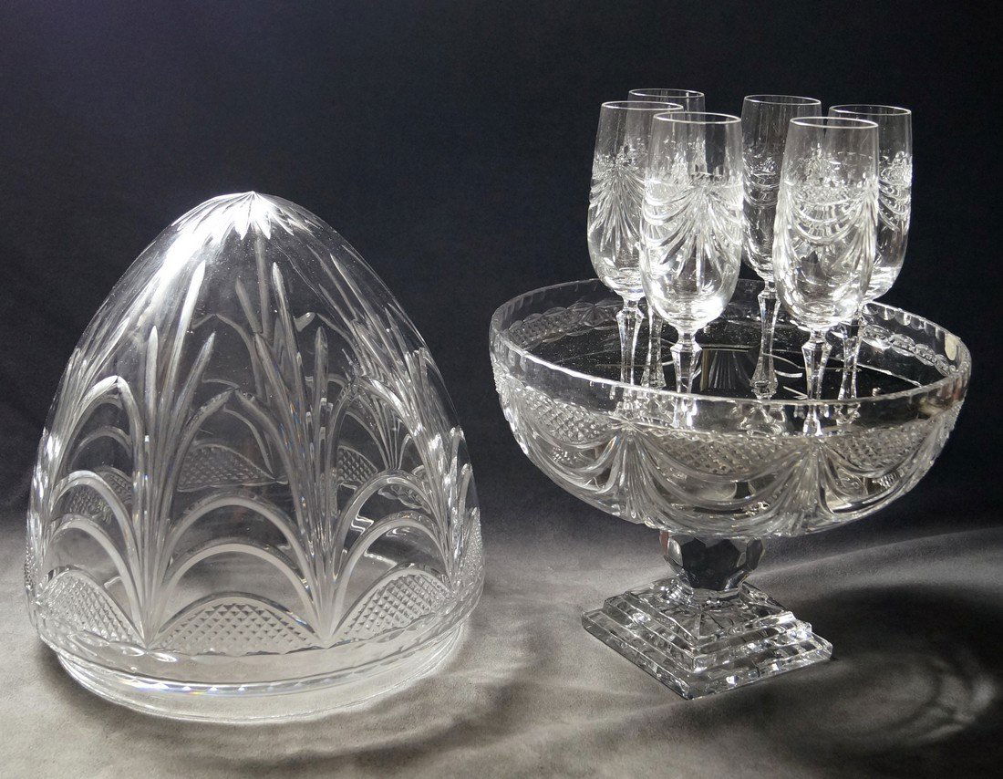 FRENCH CRYSTAL PEDESTAL EGG-FORM COVERED CHAMPAGNE (1 of 2)